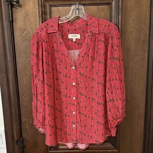 Anthropologie Pink Patterned Blouse